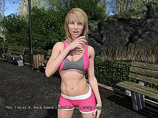 john stares at katia's big boobs during training