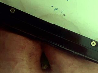 close up view of lactating gay stud taking big dildos in intense anal play