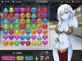 HuniePop walkthrough with Ms. High and Mighty, a hentai game with a girl named Sim