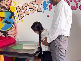 Can you believe my teacher shocked me with his dick and fucked me on the desk?