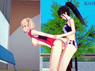 Chisato Nishikigi and Takina Inoue dive into wild big tits futanari sex in 3D anime action