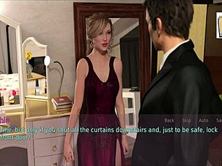 A wife and stepmother with blonde hair and big ass, playing a game together