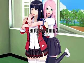 Yo, Sakura and Hinata, ready for a wild threesome with Naruto?