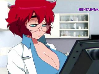 3D cartoon of a naughty redhead doctor's exam