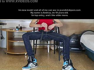 Young Gay Boy Jerks in Tight Jeans