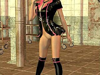 3D Nurse In Latex Heels Teases Patient With Socks!