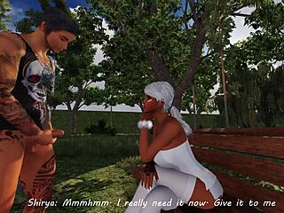 kitty battles cock in outdoor anime cumshot scene