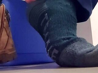 Step Gay Dad Eats Rubber After Hot Dilf Stepuncle's Bad Day with Feet