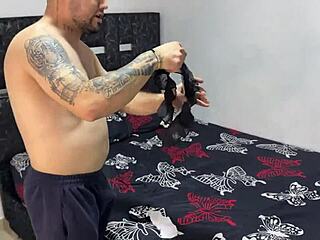 My stepmother catches me masturbating in her underwear