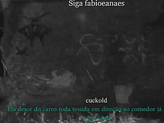 Married milf flashes on street while cuckold films