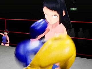 3D animated boobs fight in hentai style