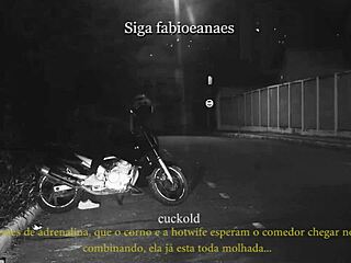 Married milf flashes on street while cuckold films