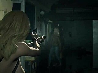 Claire Redfield in athletic wear, topless and ready to take on monsters