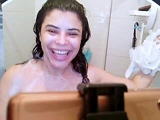 selena vega, you're teasing that fan in the shower with your wet small tits