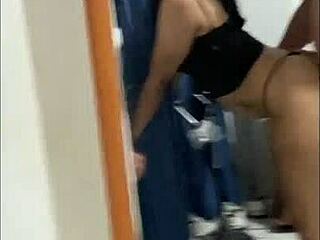 Latina amateur fucks big ass in front of mirror