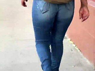 Curvy latina looks stunning in tight jeans at the party