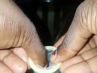 Preparing my penis for a glass dildo in chat