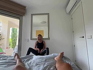 milf in leather outfit has intimate moment