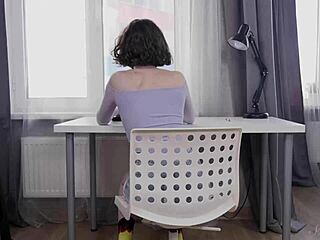 Pretty brunette Darcy Dark has small natural tits and she is fingering herself