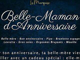 French step-mom bent over for doggystyle birthday celebration.