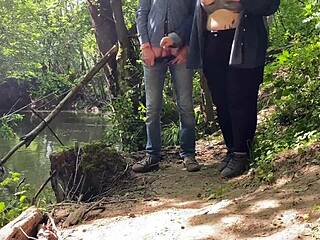 subtle handjob magic from chubby cougar in public setting