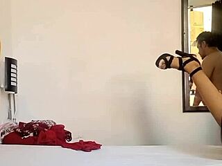 I grab my stepfather while he watches me try on clothes, ending with his cock inside my wet shaved pussy.