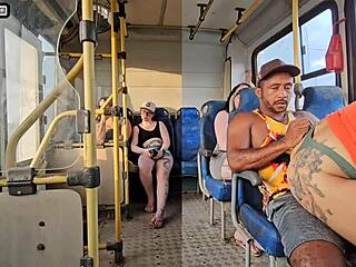 Married woman gives blow job to a strange man on the bus