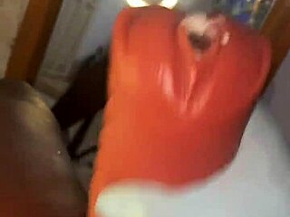 stockings on while deep throating my toy like crazy