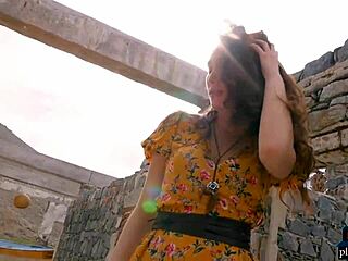 Willa Prescott strips outdoors, revealing her natural tits and ass