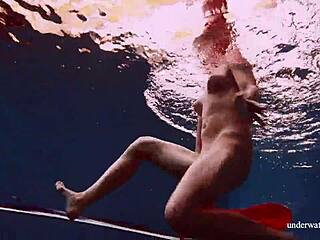 sexy avenna swims naked showing off twat in pool