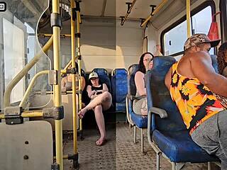 Married woman gives blow job to a strange man on the bus