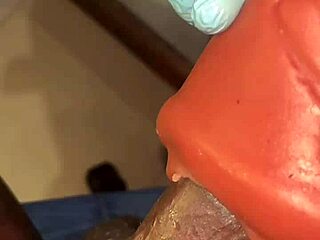 stockings on while deep throating my toy like crazy