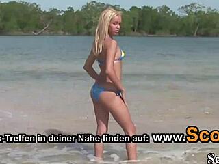 extrem sexy teen 18+ takes anal and double penetration from stranger at beach