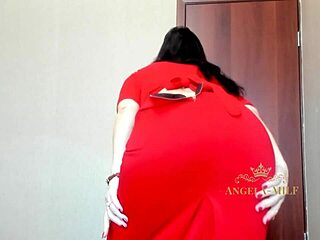 beautiful milf dances in red panties for young fan