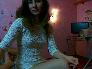 Brunette teen boldly sucks step-daddy's shaft for the first time in steamy homemade clip