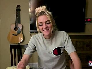 Petite Inked Blonde Rubs Juicy Titties And Finger Fucks Twat