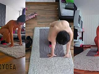 Get sweaty with my naked Latina workout in triple cam!