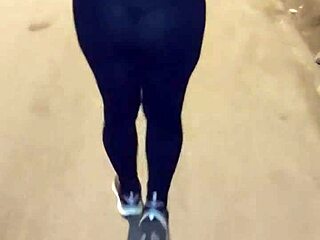 Streetwalker Mom Flashes Thong in Transparent Leggings!
