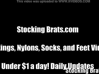 Lesbians in silk stockings engage in toe sucking and foot fetish sex