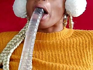 Latina Slut Swallows Dildo Whole!
