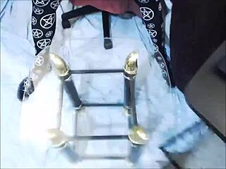 Sexy emo tranny licks her own cum after masturbation