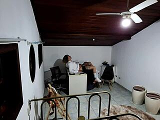 student seduced by teacher over desk for steamy doggystyle sex