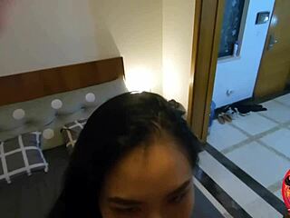 Asian teen gets a facial after a POV fuck session
