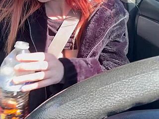 Sexy Italian MILF shows off her big boobs while driving