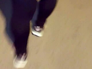 Streetwalker Mom Flashes Thong in Transparent Leggings!