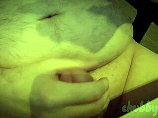 Chubby office worker masturbates in risky solo scene