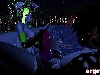 vrchat blowjob action in a steamy hot tub