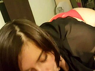 Sexy thick white girl slurps big black cock