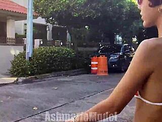 Wow! Hairy babe rocks buttplug in public skirt fun. Look at that close-up outdoor action!