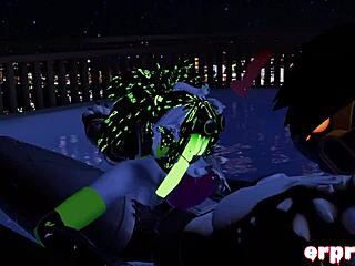 vrchat blowjob action in a steamy hot tub